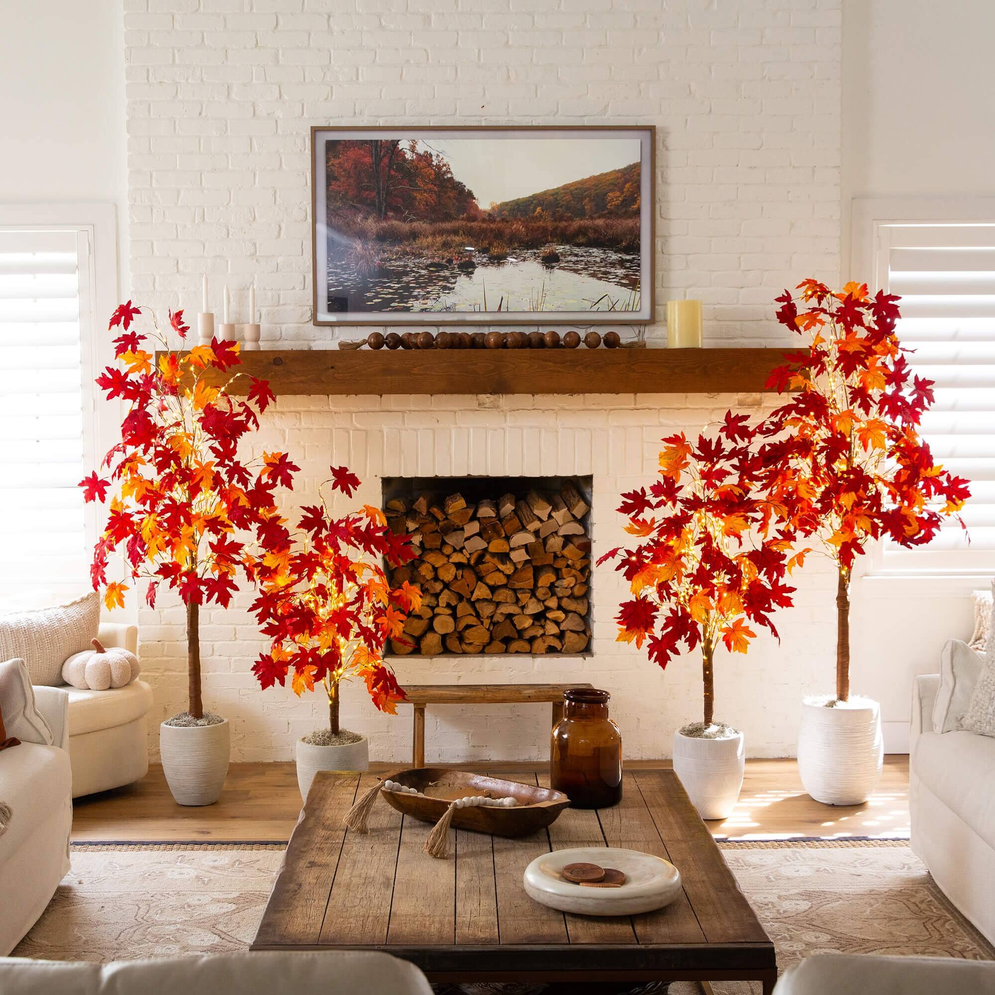 4ft. Pre-Lit Autumn Weeping Maple Artificial Fall Tree with 180 Warm White LED Lights